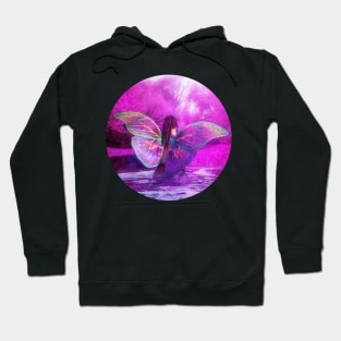 Fantasy fairy in pink forest river Hoodie